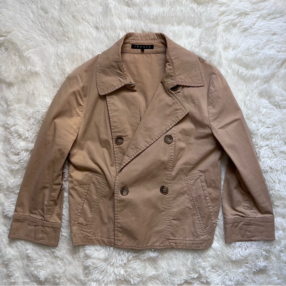 THEORY Khaki Cropped Blazer Jacket